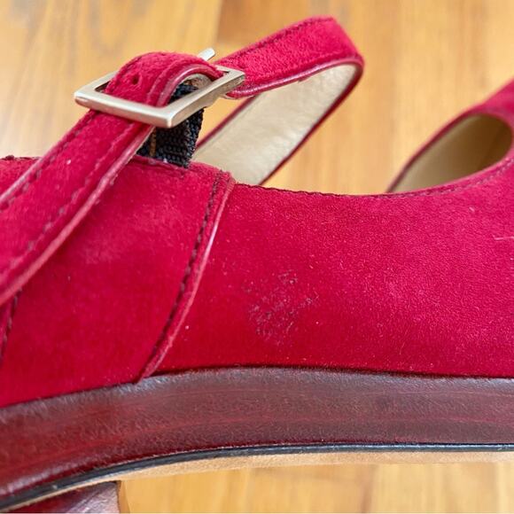 Jimmy Choo | Friday Kid Suede Platform Pumps Mary Janes Red EU 40.5, US 10.5 - Picture 14 of 15